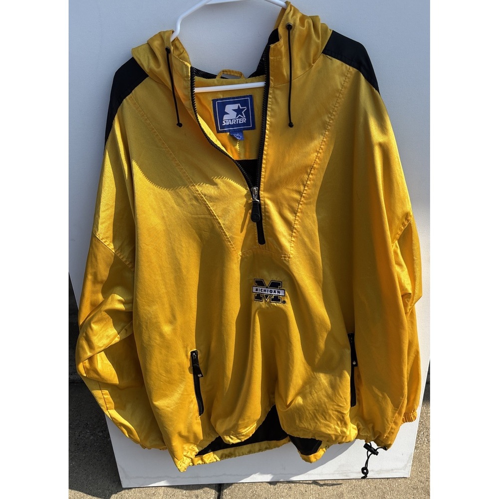 Vtg Starter‎ Michigan Wolverines Jacket 2XL Pullover Korea Nylon 90s M